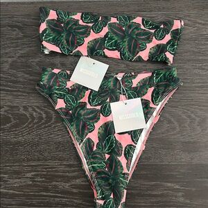 NWT Missguided Tropical Bandeau High Rise Bikini
